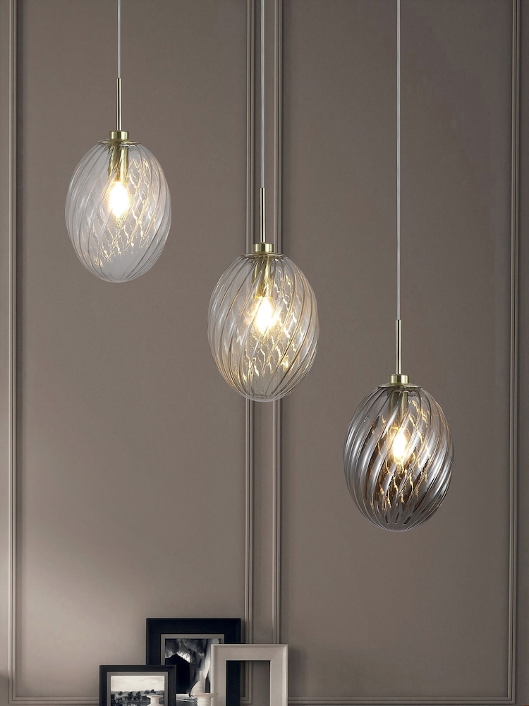 Searchlight Satin Brass and Champagne Sama 1Lt Pendant, Metal with Glass - Image 2 of 4