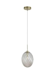 Searchlight Satin Brass and Champagne Sama 1Lt Pendant, Metal with Glass - Image 4 of 4