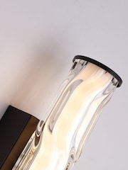 Searchlight Black and White and Clear Raphie LED Wall Light Matt with Glass - Image 3 of 4