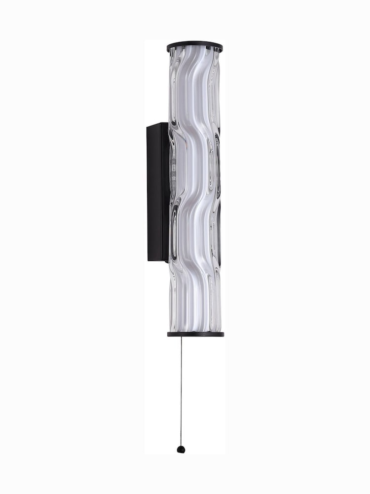 Searchlight Black and White and Clear Raphie LED Wall Light Matt with Glass - Image 4 of 4 Searchlight Black and White and Clear Raphie LED Wall Light Matt with Glass - Image 4 of 4