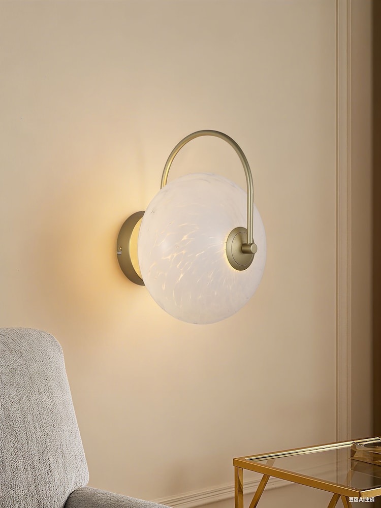 Searchlight Gold and Clear Poppy LED Wall Light, Metal and Confetti Glass - Image 1 of 4