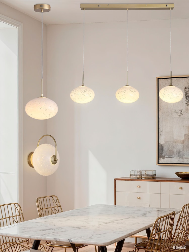 Searchlight Gold and Clear Poppy LED Wall Light, Metal and Confetti Glass - Image 4 of 4