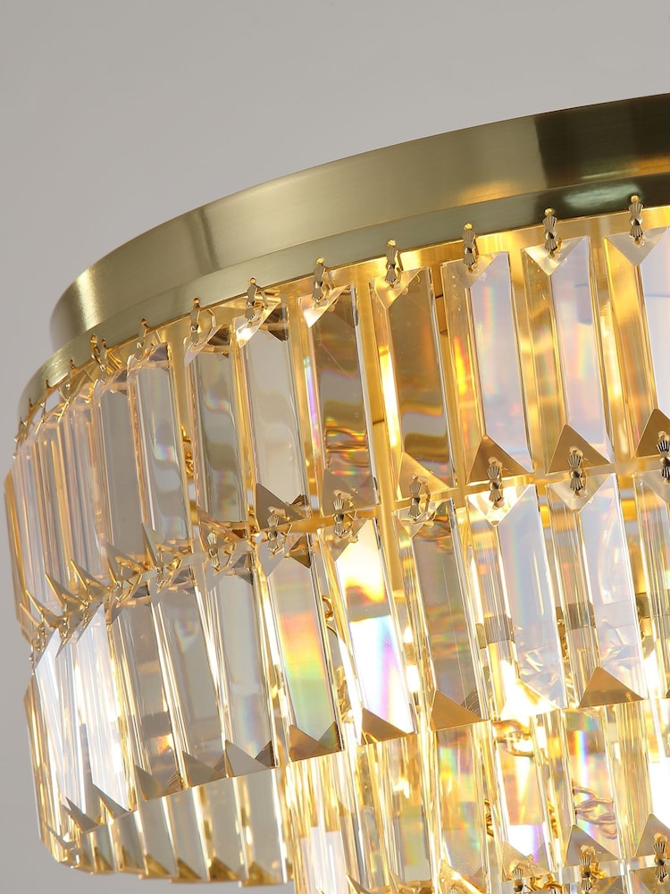 Searchlight Satin Brass and Champagne Ermont 6 light Flush, IP44 - Image 2 of 4