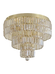 Searchlight Satin Brass and Champagne Ermont 6 light Flush, IP44 - Image 3 of 4