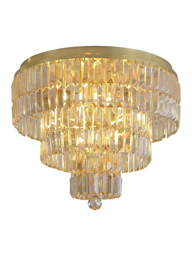 Searchlight Satin Brass and Champagne Ermont 6 light Flush, IP44 - Image 4 of 4