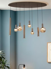 Searchlight Latte Metallic Siesta 8Lt Pendant, Metal and Glass - Image 1 of 4