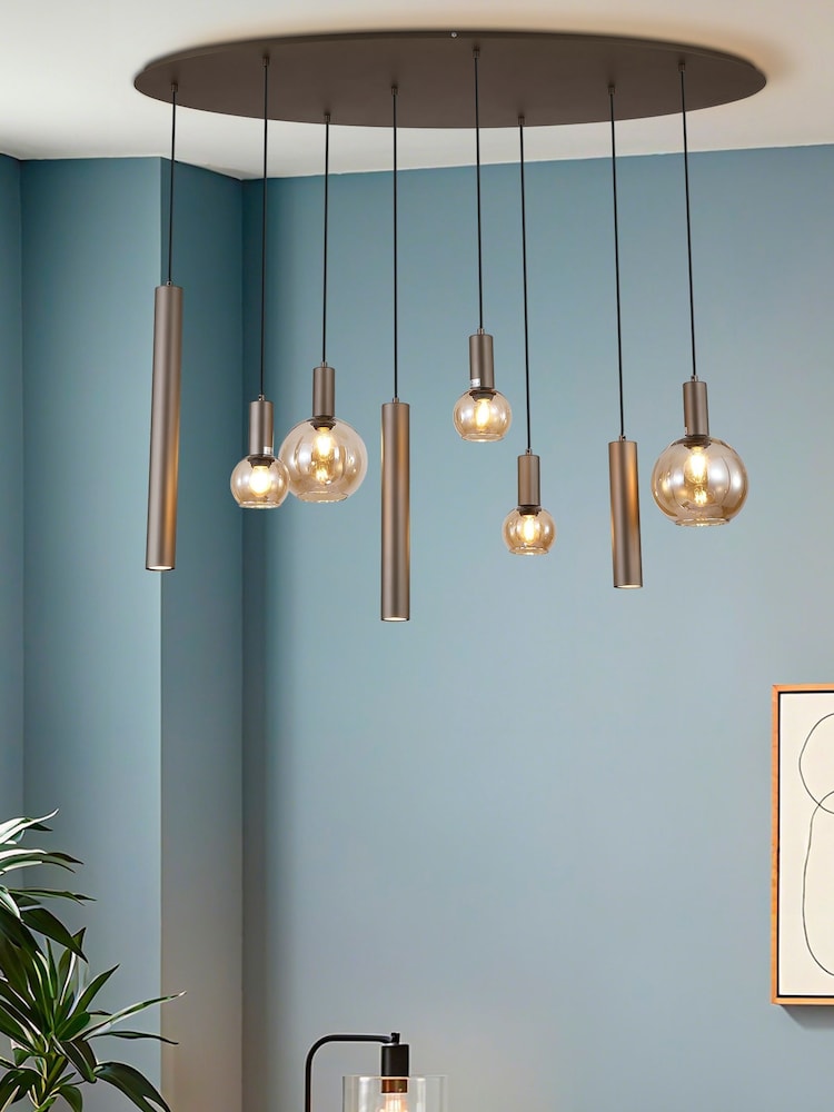 Searchlight Latte Metallic Siesta 8Lt Pendant, Metal and Glass - Image 1 of 4