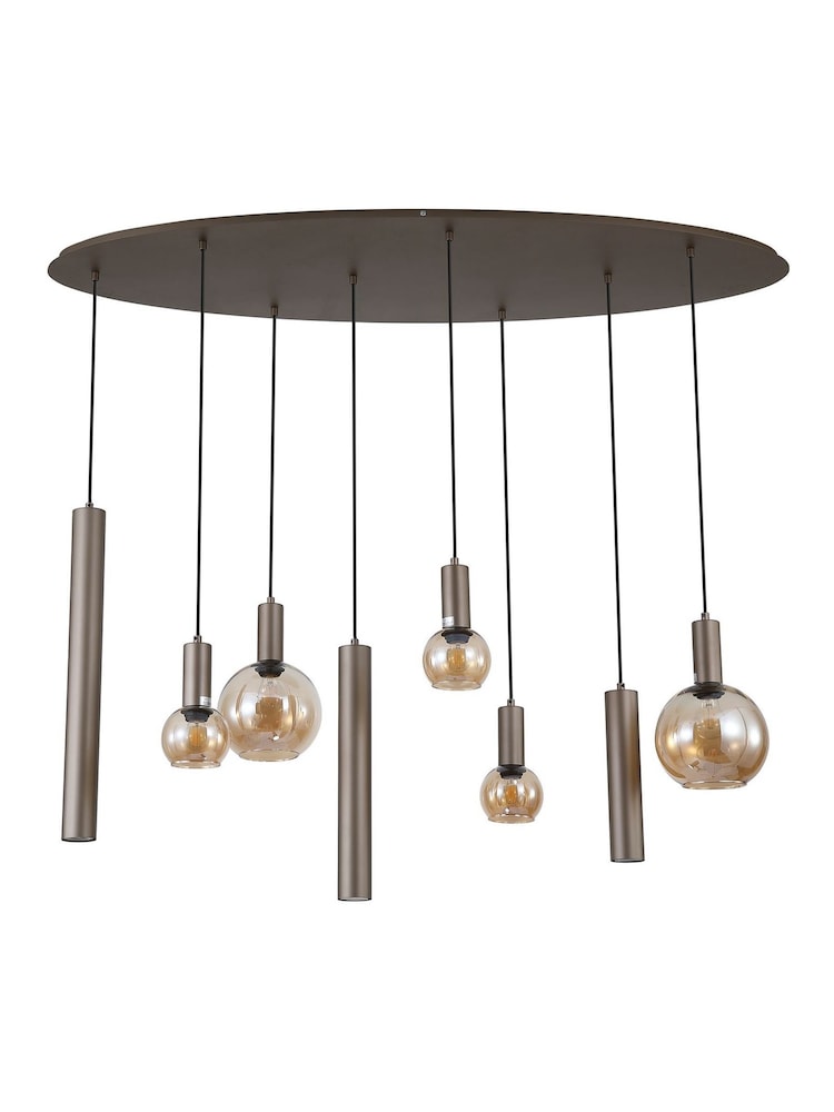 Searchlight Latte Metallic Siesta 8Lt Pendant, Metal and Glass - Image 2 of 4