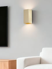 Searchlight Gold Evry Square Up & Down Wall Light, GU10 - Image 1 of 4
