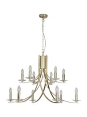 Searchlight Satin Brass and Clear Sens 12 Light Pendant Metal & Glass - Image 2 of 4