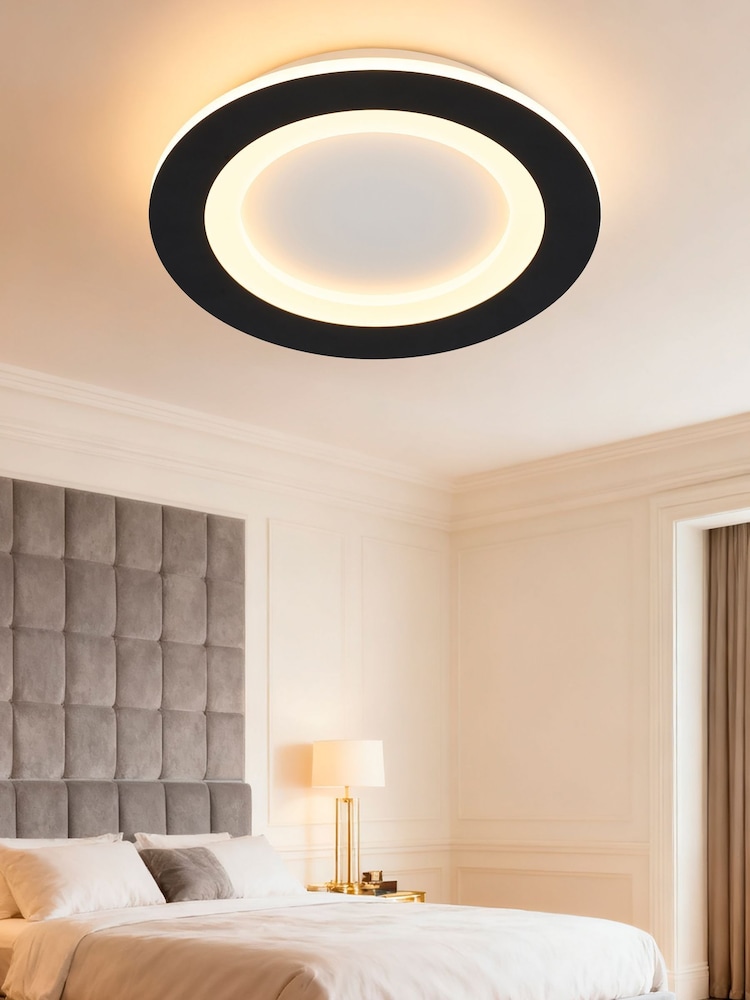 Searchlight Black and White Corbin LED Round Flush - Image 1 of 4