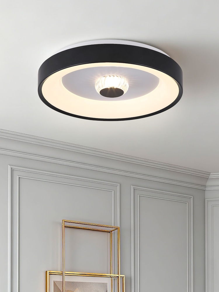 Searchlight Black and White Jude LED Flush Ceiling Light - Image 1 of 4 Searchlight Black and White Jude LED Flush Ceiling Light - Image 1 of 4