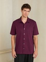 Purple Jersey Short Sleeve Textured Shirt - Image 1 of 8