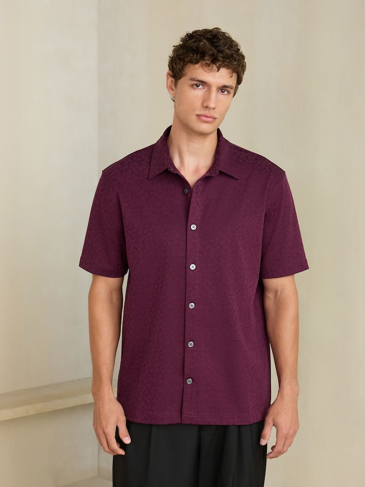 Purple Jersey Short Sleeve Textured Shirt - Image 1 of 8