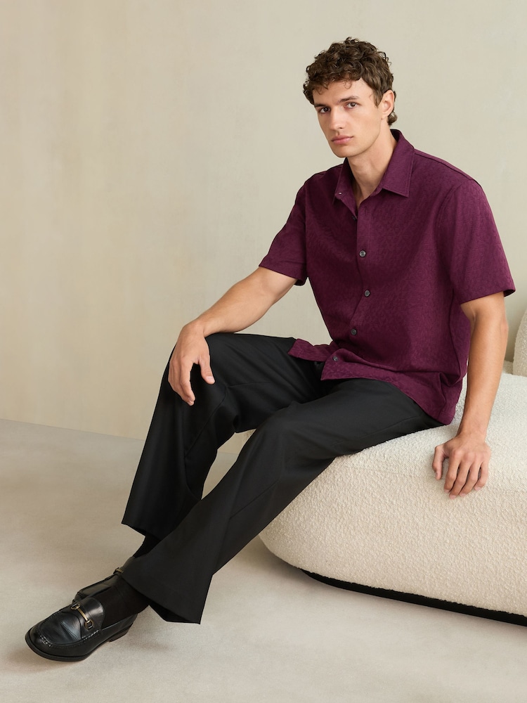Purple Jersey Short Sleeve Textured Shirt - Image 2 of 8