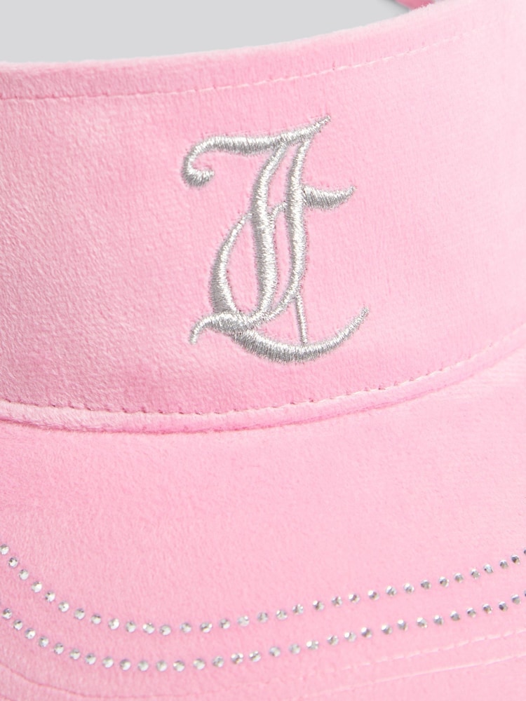 Juicy Couture Pink Velour Diamante Visor - Image 4 of 4