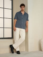Blue Jersey Short Sleeve Textured Shirt - Image 2 of 7