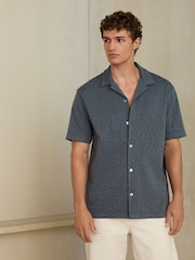 Blue Jersey Short Sleeve Textured Shirt - Image 4 of 7