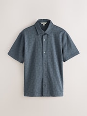 Blue Jersey Short Sleeve Textured Shirt - Image 6 of 7