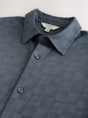 Blue Jersey Short Sleeve Textured Shirt - Image 7 of 7