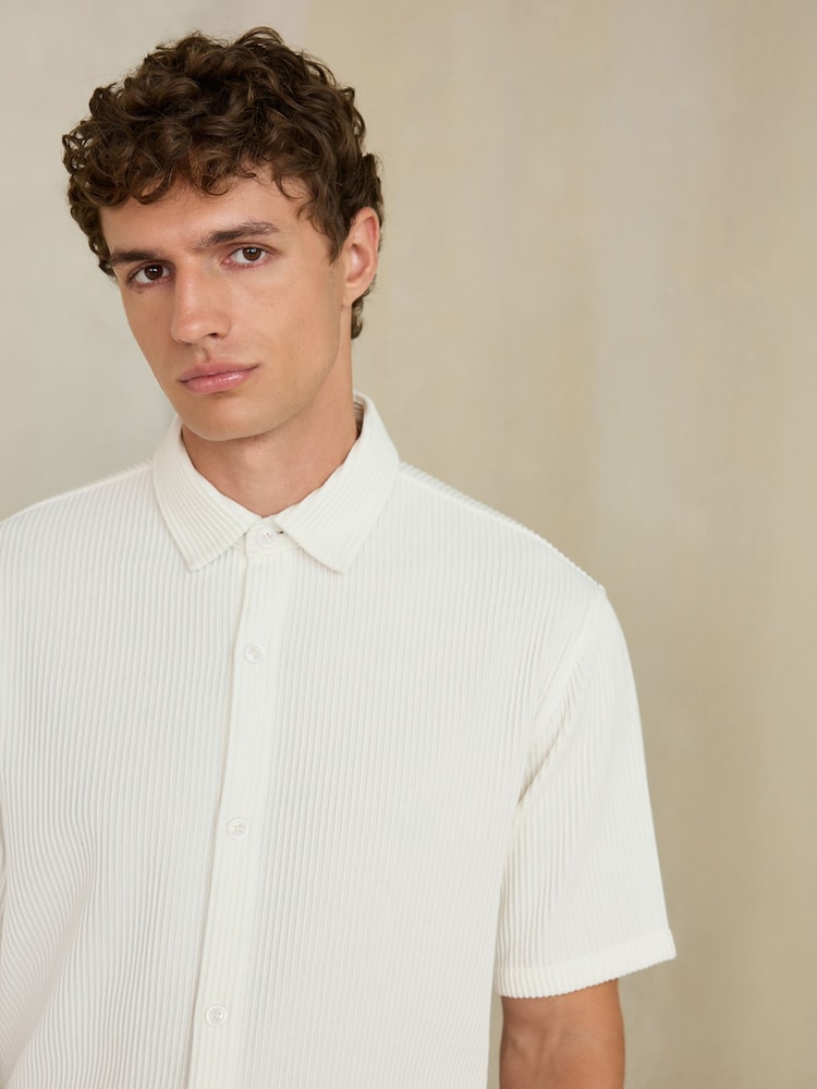 White N. Premium Textured Jersey Short Sleeve Shirt - Image 1 of 8 White N. Premium Textured Jersey Short Sleeve Shirt - Image 1 of 8