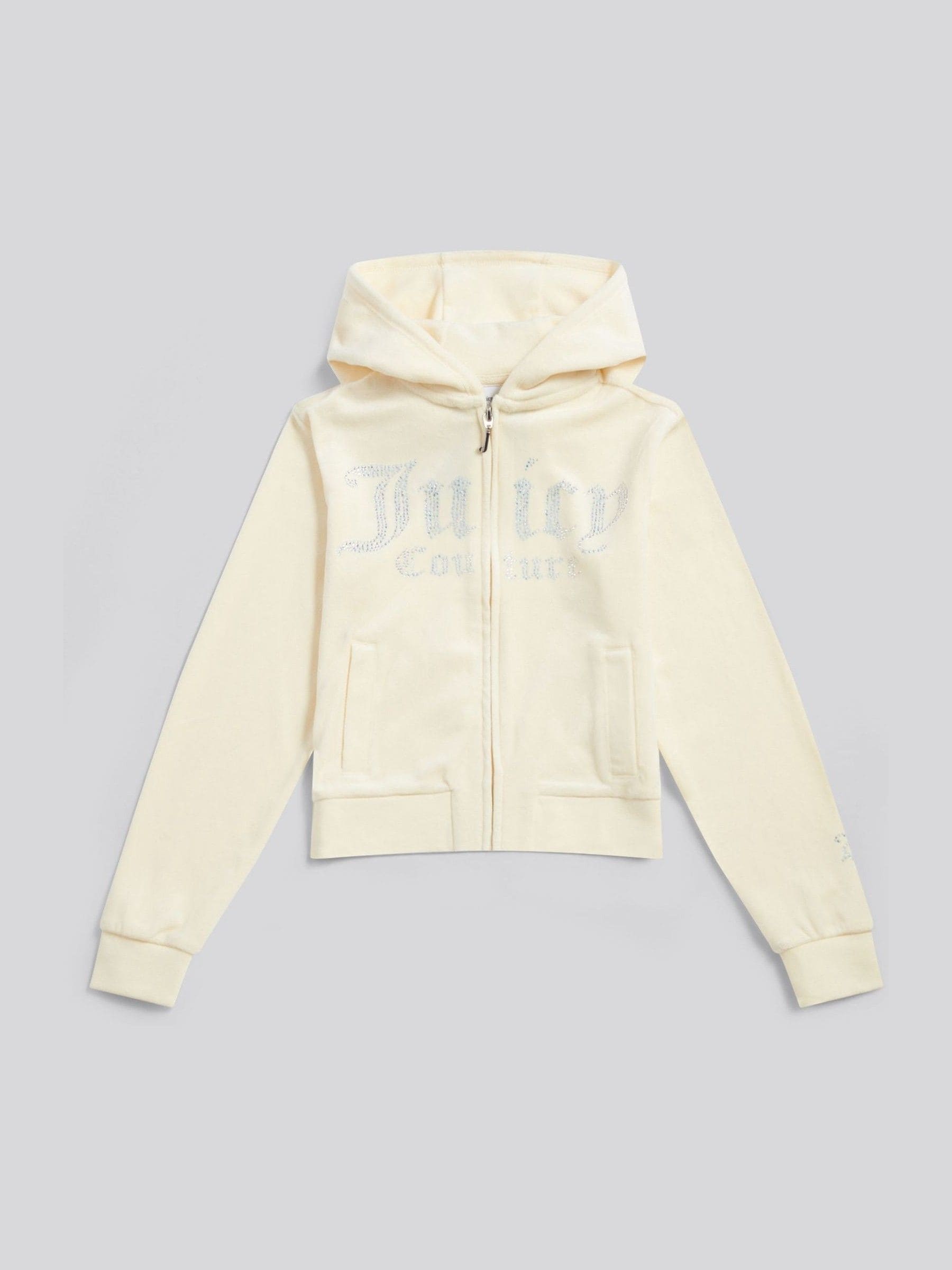 Buy Juicy Couture Cream Velour Diamante Zip-Through Hoodie from