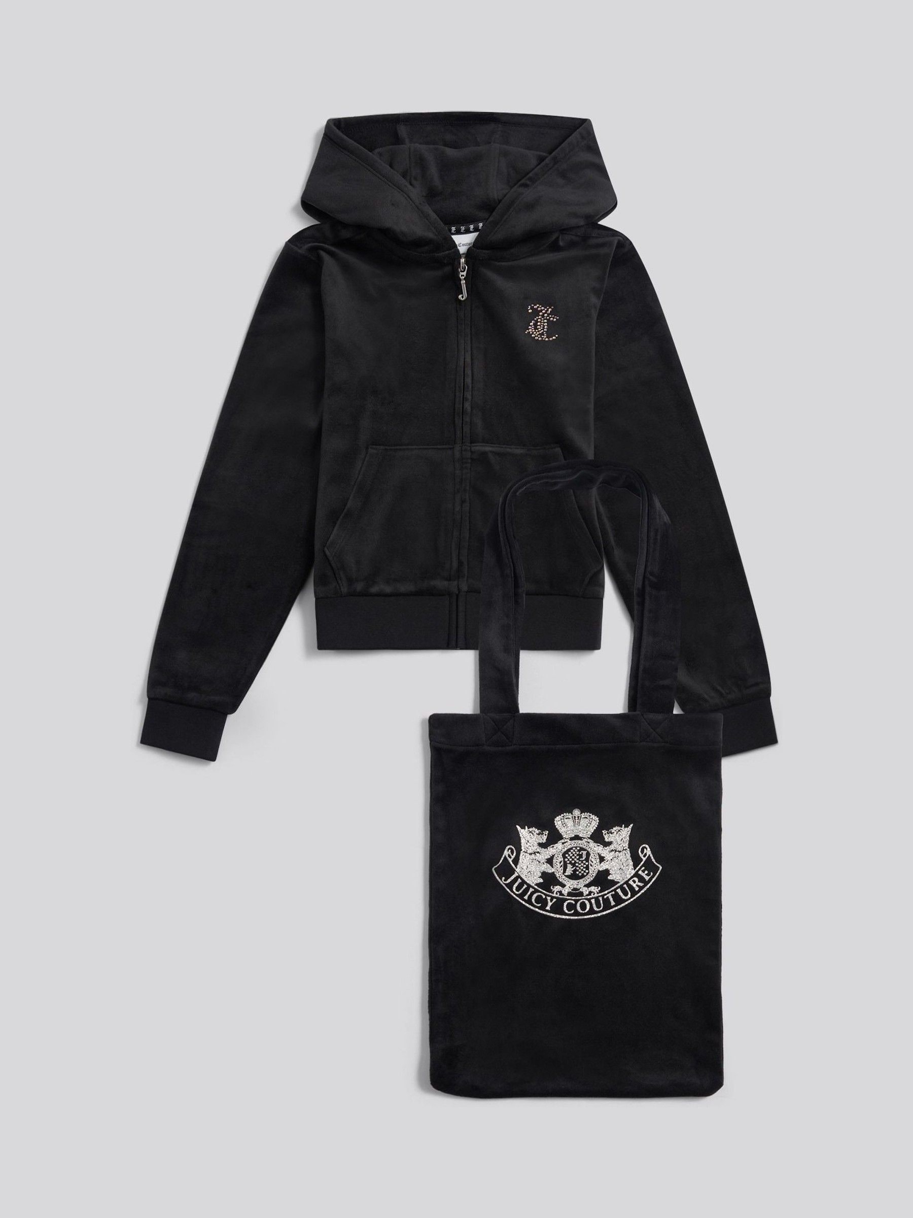 Buy Juicy Couture Black Daydreamer Velour Zip-Through Hoodie