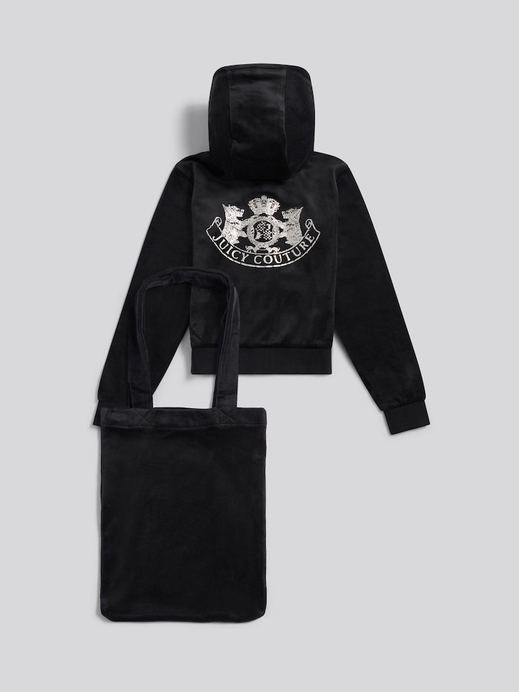 Juicy Couture Daydreamer Velour Zip-Through Hoodie & Tote Bag Set - 6şəkildən 2 şəkil