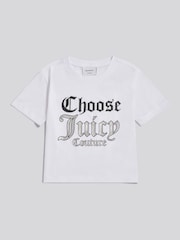 Juicy Couture White Cropped Slogan T-Shirt - Image 1 of 3