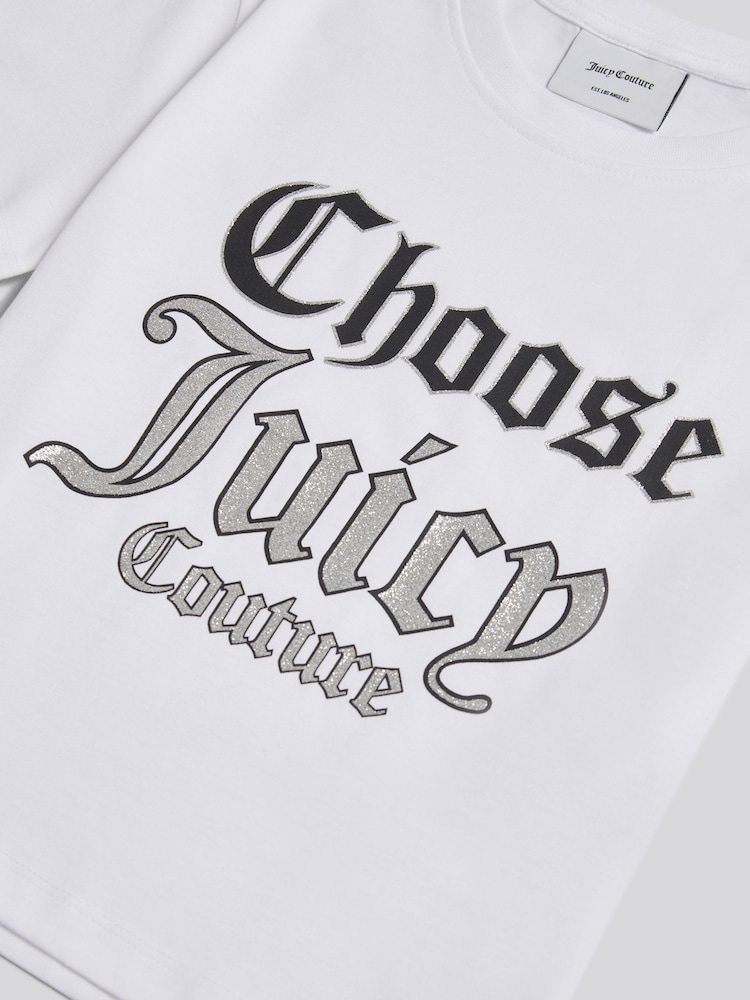 Juicy Couture White Cropped Slogan T-Shirt - Image 3 of 3 Juicy Couture White Cropped Slogan T-Shirt - Image 3 of 3