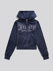 Mavi - Juicy Couture Məxmər Diamond Fermuarlı Kapüşonlu - 4şəkildən 1 şəkil