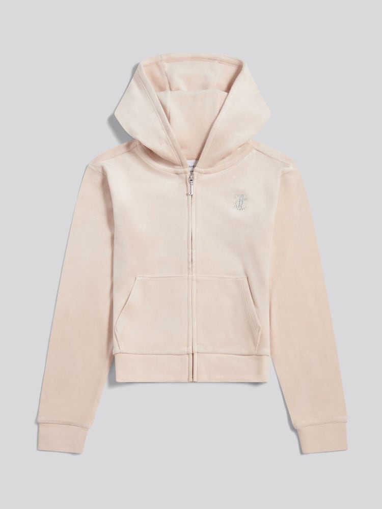 Juicy Couture Grey Diamante Zip Through Hoodie - Image 1 of 4