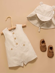 Purebaby Natural Linen Blend Romper - Image 1 of 5