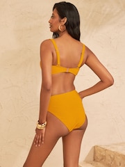 Ochre Yellow Starfish Trim - Love & Roses Bauchformende Bikinihose mit hohem Bund - Bild 4 von 4