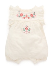 Purebaby White Embroidered Floral White Romper - Image 2 of 5