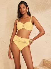 Lemon Yellow Starfish Trim - Love & Roses Bauchformende Bikinihose mit hohem Bund - Bild 1 von 4