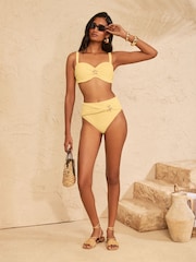 Lemon Yellow Starfish Trim - Love & Roses Bauchformende Bikinihose mit hohem Bund - Bild 3 von 4