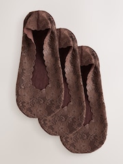 Café - Lace Invisible Footsie Socks 3 Pack - Imagen 1 de 6