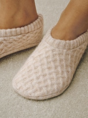 Oatmeal - Cable Knit Footsie Slipper Socks 1 Pack - រូបភាព 4 នៃ 10
