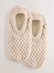 Oatmeal - Cable Knit Footsie Slipper Socks 1 Pack - រូបភាព 5 នៃ 10