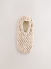 Oatmeal - Cable Knit Footsie Slipper Socks 1 Pack - រូបភាព 6 នៃ 10