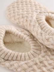 Oatmeal - Cable Knit Footsie Slipper Socks 1 Pack - រូបភាព 9 នៃ 10