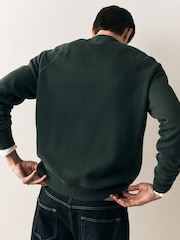 Dark Green Graphic Soft Loopback Crew Neck Sweatshirt - Image 4 of 4