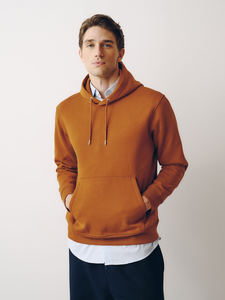 Caramel Brown Regular Fit Heavyweight Cotton Rich Jersey Hoodie - Image 1 of 6 Caramel Brown Regular Fit Heavyweight Cotton Rich Jersey Hoodie - Image 1 of 6