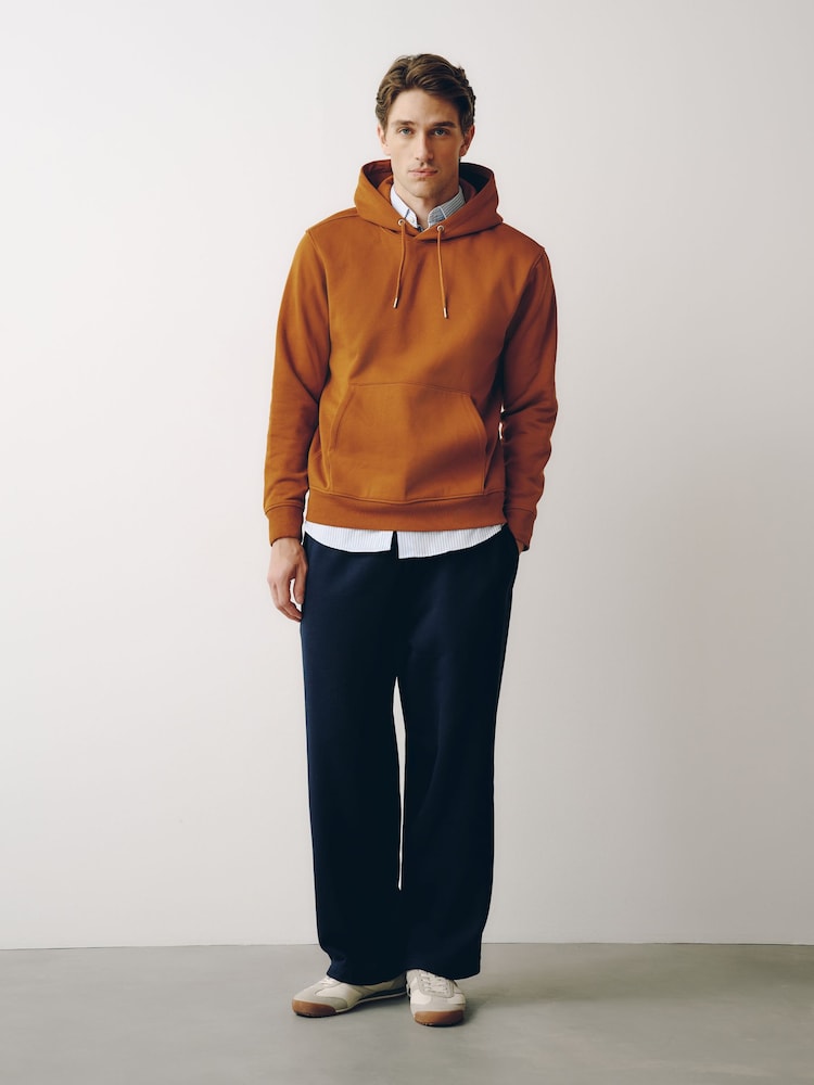 Caramel Brown Regular Fit Heavyweight Cotton Rich Jersey Hoodie - Image 2 of 6 Caramel Brown Regular Fit Heavyweight Cotton Rich Jersey Hoodie - Image 2 of 6