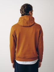 Caramel Brown Regular Fit Heavyweight Cotton Rich Jersey Hoodie - Image 3 of 6