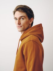 Caramel Brown Regular Fit Heavyweight Cotton Rich Jersey Hoodie - Image 4 of 6