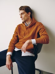 Caramel Brown Regular Fit Heavyweight Cotton Rich Jersey Hoodie - Image 5 of 6