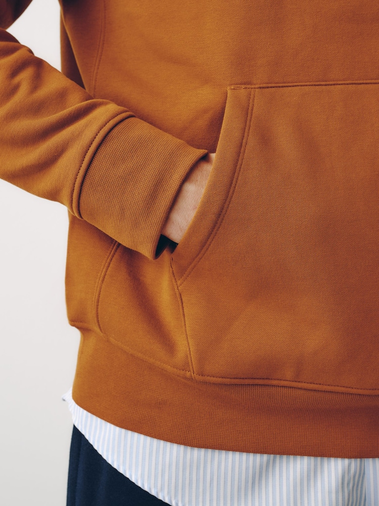 Caramel Brown Regular Fit Heavyweight Cotton Rich Jersey Hoodie - Image 6 of 6 Caramel Brown Regular Fit Heavyweight Cotton Rich Jersey Hoodie - Image 6 of 6