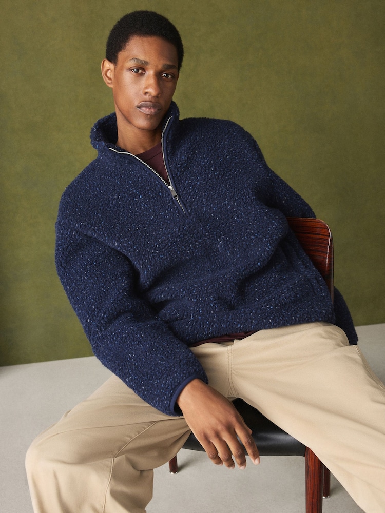 Navy Blue Nep Borg Quarter Zip Fleece - Image 1 of 5 Navy Blue Nep Borg Quarter Zip Fleece - Image 1 of 5